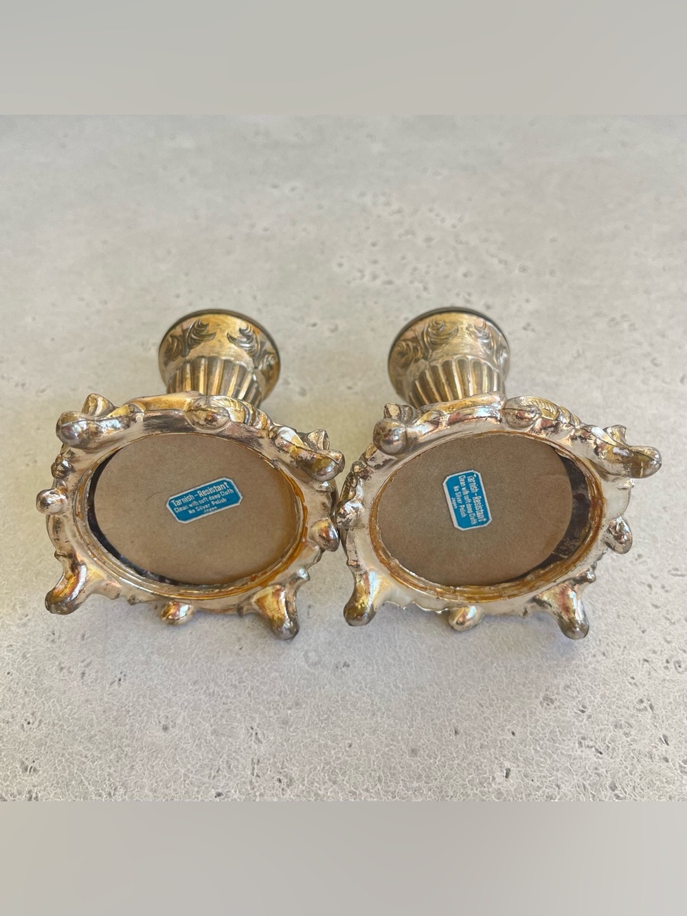 Set of 2 Silver Tone Metal Ornate Candle Holders Victorian Style Scroll Alter - Picture 5 of 8